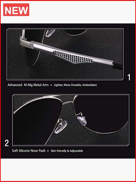 Classic Military Style Pilot Polarized Sunglasses Spring Hinge